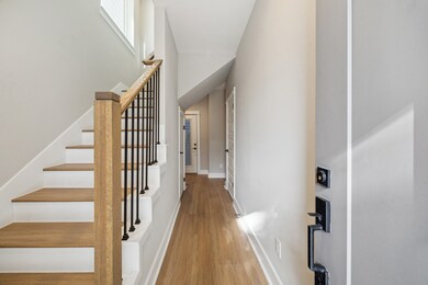 Entry hallway with large storage closet under stai