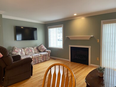 gas FPL in Living room and door to deck