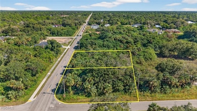 Aerial view of property's location featuring a forest and property parcel outlined