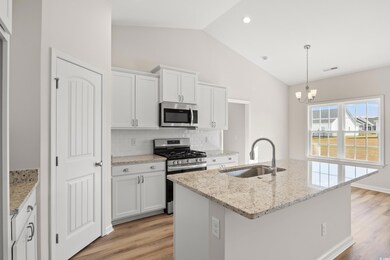 Kitchen with appliances with stainless steel finis