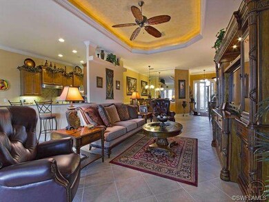 The Spacious Great Room  offers a lighted Tray Cei