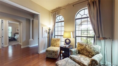 View from Den/Study and across entry hall to guest bedroom suite. Den/Study can be closed for privacy by 8 foot pocket doors.