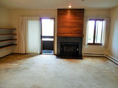 living room and fireplace