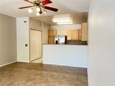 Kitchen featuring visible vents, a ceiling fan, st