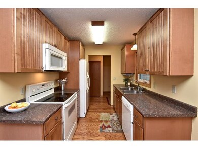 Galley style kitchen with Birch cabinets
