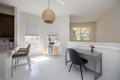 Office space with light tile patterned floors