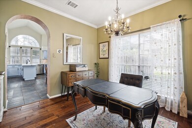 The formal dining area, currently being used for a