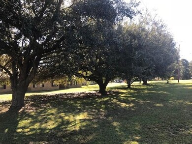 Oak trees line the front yard