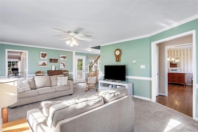 Living Room view to suite, kitchen & dining room