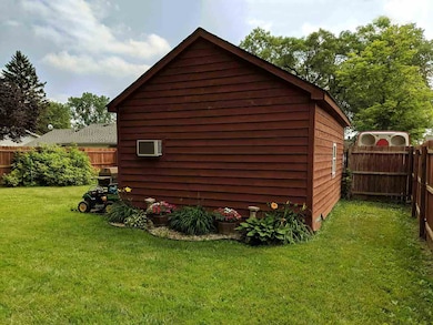 Rear of detached garage.