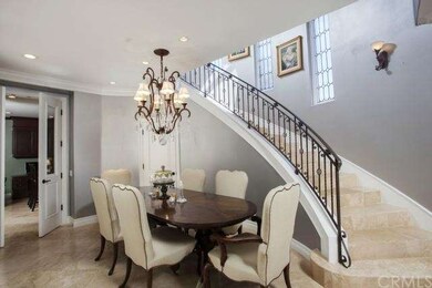 Dining area nestled in the curve of the gracious s