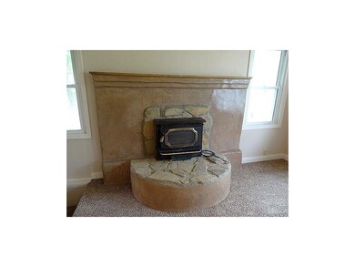 Fireplace with insert has a beautiful Tadillac fin