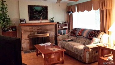 Living Room Large cozy living room with wood burni