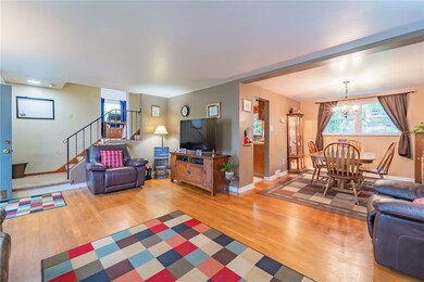 The hardwood flooring flows easily into the dining