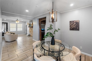 Bonus with brick wall and tile patterned flooring