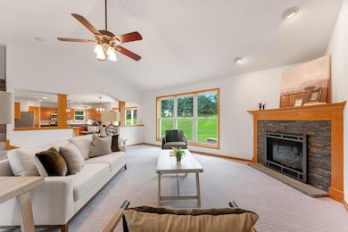 Main level living room with gas fireplace
