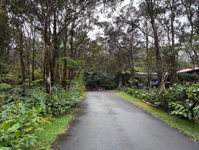 At the Subject Property (SP) on the left, Looking Southwest to the 357 acres undeveloped densely forested W. H. Shipman Parcel and Volcano National Park just beyond.