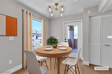 Dining space featuring light wood-style flooring a