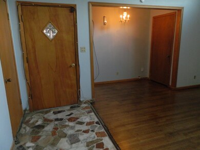 Entrance foyer with dark hardwood / wood-style flo