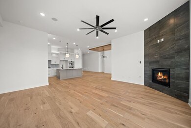 Corner gas fireplace to cozy up to
