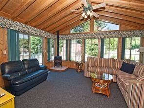 Four Season Room with surround windows and door to