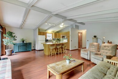 Open floor plan into the kitchen
