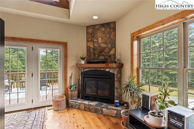 Stone fireplace for cozy enjoyment- pull up a chai