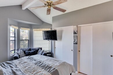 Master bedroom with vaulted ceiling