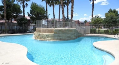 Community pool with fence