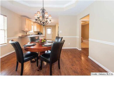 Dining room with beautiful chandelier