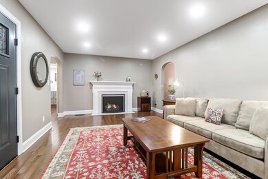Spacious family room with gas fireplace