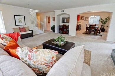 Shot of winding staircase up the stairs and dining