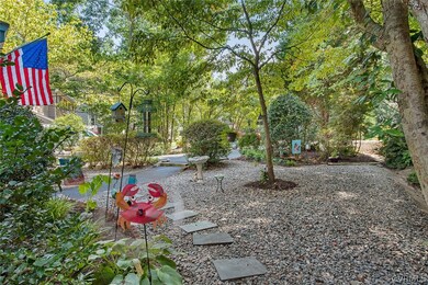 Walking paths wind through mature plantings