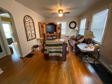 Cozy living room with hardwood floors!