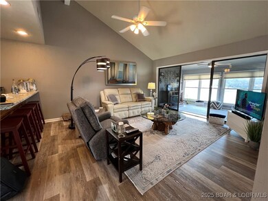 Spacious living room with vaulted ceilings