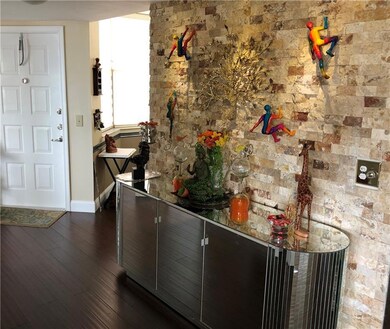 Entree with beautiful rock wall
