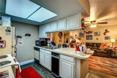 From the kitchen you can see the open living area