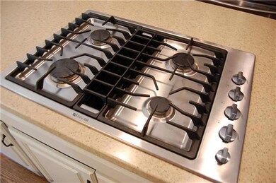 Updated JEN-AIR gas cook top on the spacious islan