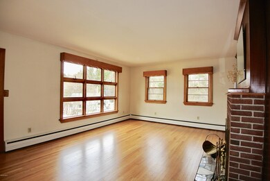 Spacious living room with bay window
