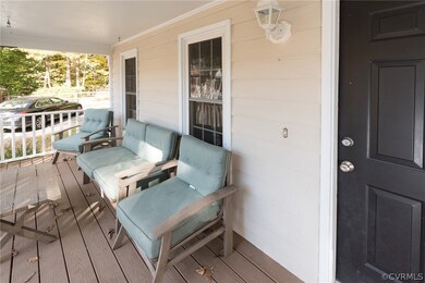 Front porch, composite deck boards with vinyl rail