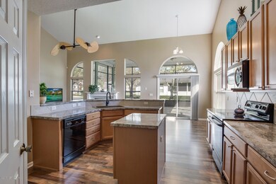 kitchen area with island