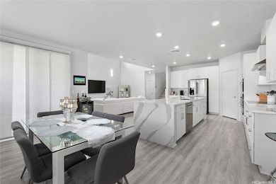 Dining area flows nicely to the outdoor space, ide