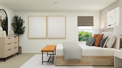 Bedroom with light carpet