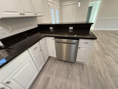 Kitchen with light wood finished floors, dishwashe