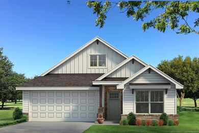 View of front of property with board and batten siding, concrete driveway, a front lawn, roof with shingles, and an attached garage