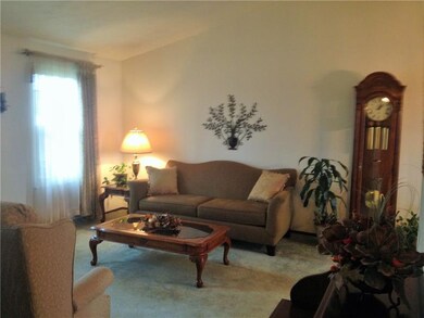Vaulted ceiling in living room and dining room.