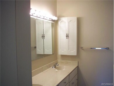 Hall bath with double vanity and separate room for