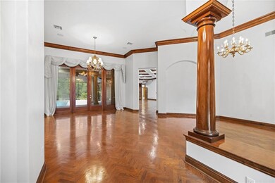 Foyer into living room and dining room
