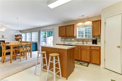 Kitchen area with island.