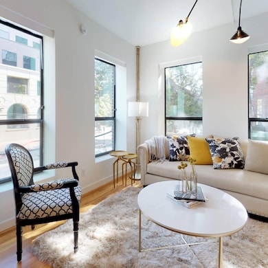 Living room featuring light wood-type flooring and